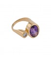 Amethyst, diamond and gold ring