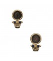 Antique coin, sapphires, diamonds and gold earrings