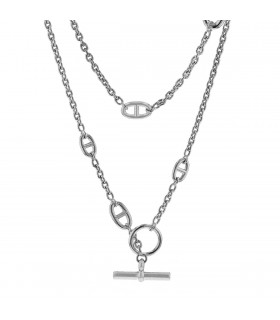 Hermès Farandole silver long necklace