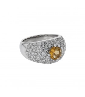 Diamonds, citrine and gold ring