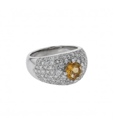 Diamonds, citrine and gold ring