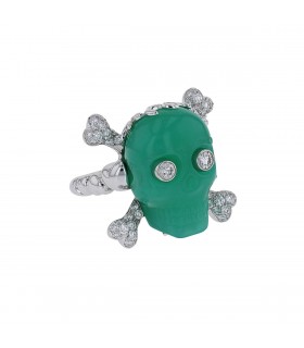 Dior Tête de Mort chrysoprase, diamonds and gold ring