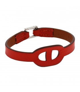 Hermès leather and silver bracelet