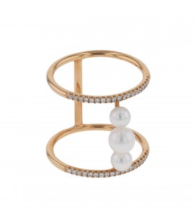 Djula Romy cultured pearls, diamonds and gold ring