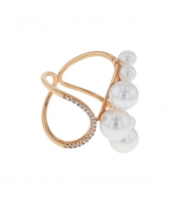 Djula Romy cultured pearls, diamonds and gold ring