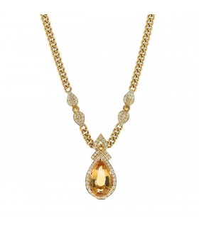 Collier or, citrines et diamants