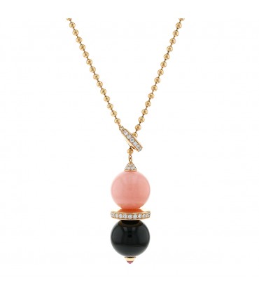 Cartier diamonds, opal, onyx, pink sapphire and gold necklace