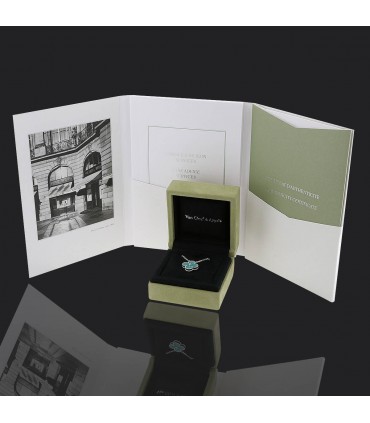 Van Cleef & Arpels Vintage Alhambra green porcelain, diamond and gold necklace