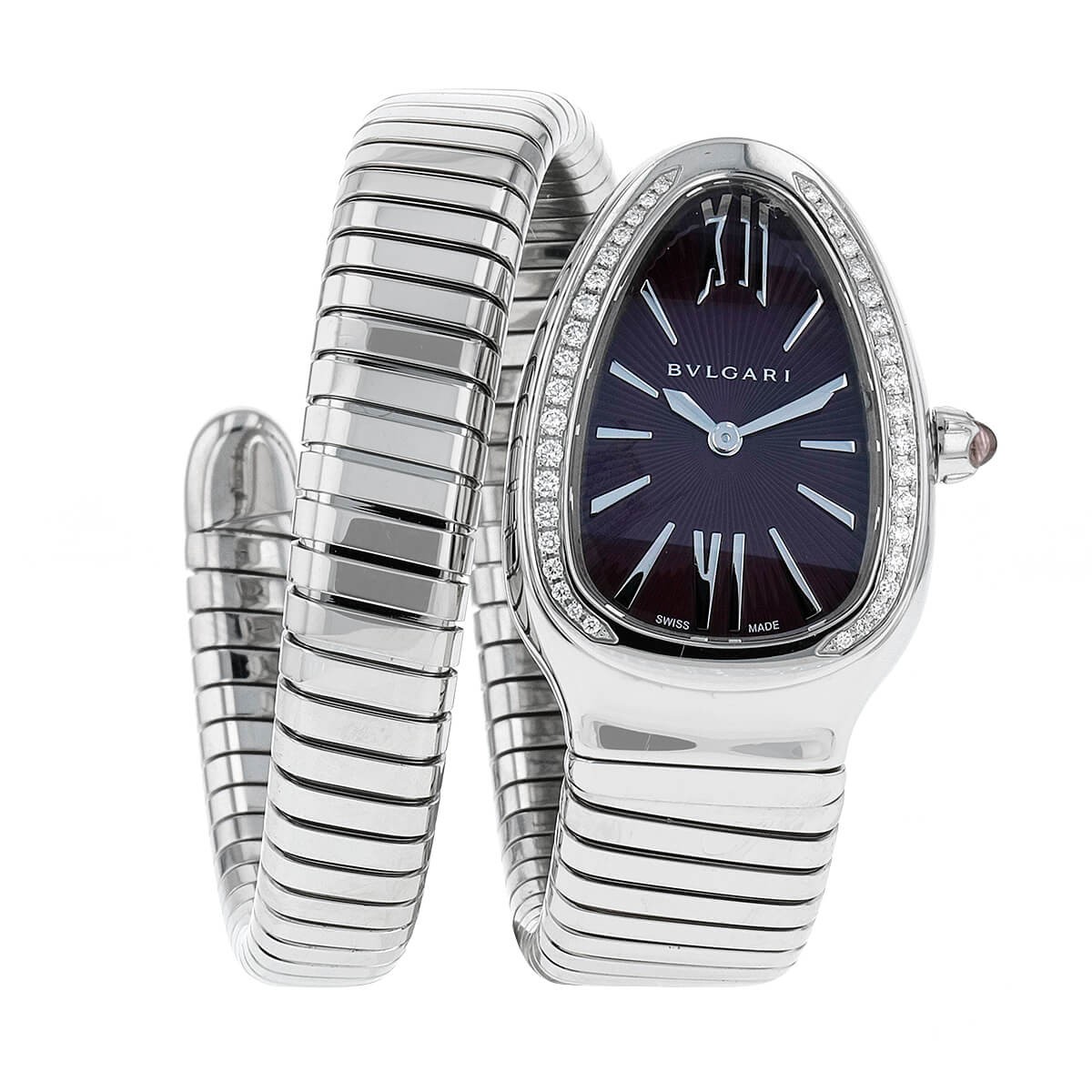 Bulgari Serpenti diamonds and stainless steel watch