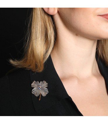 Tiffany & Co. roc cristal, diamonds, sapphires and 14 k 18k gold brooch