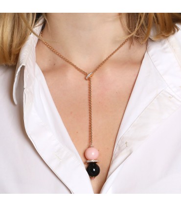 Cartier diamonds, opal, onyx, pink sapphire and gold necklace