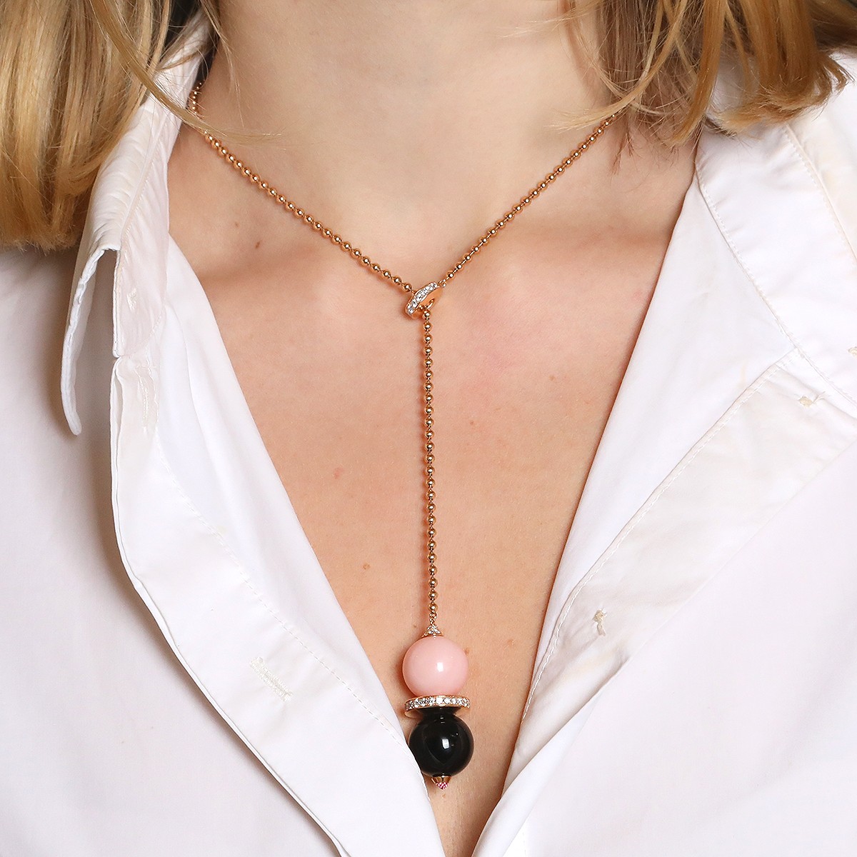 Cartier diamonds opal onyx pink sapphire and gold necklace