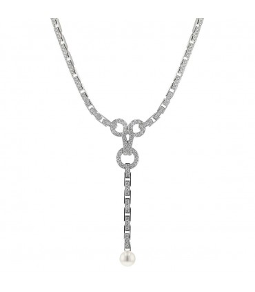 Cartier Agrafe diamonds, pearls and gold necklace