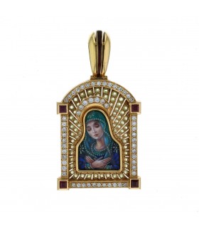 Pendentif Vierge, or, diamants et rubis