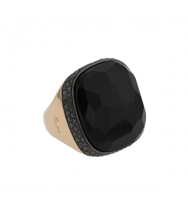 Pomellato Victoria jais, diamonds and 18k gold ring