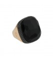 Pomellato Victoria jais, diamonds and 18k gold ring