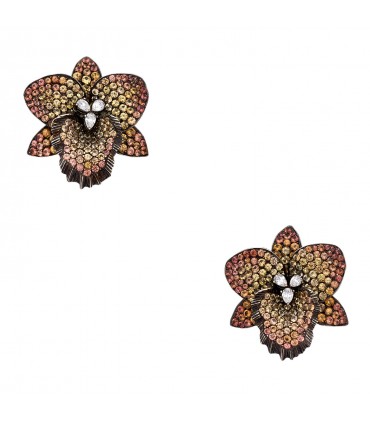 Boucles d’oreilles or, saphirs et diamants