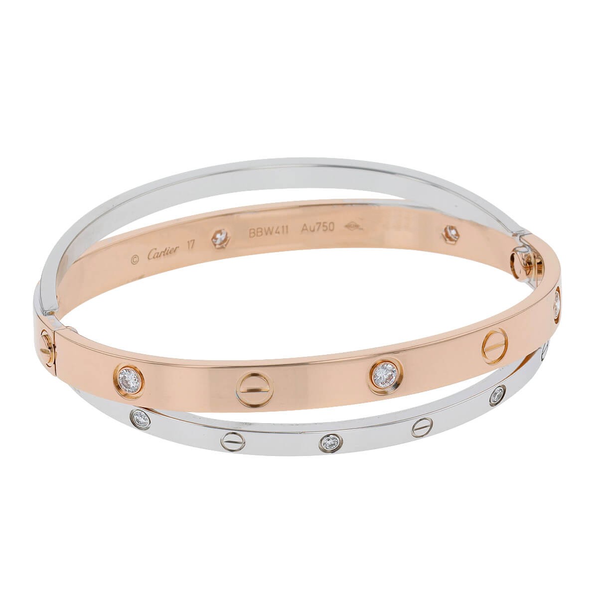 Cartier Double Love Bracelet 18k Rose Gold With Diamonds Auction