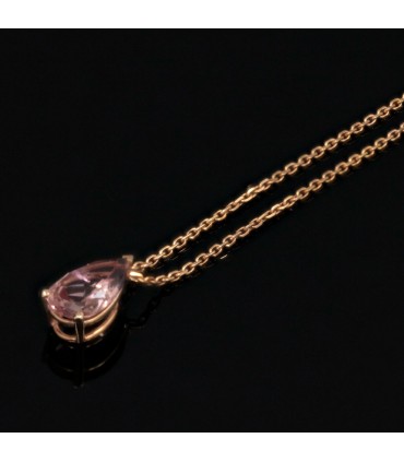 Collier or et tourmaline Rose