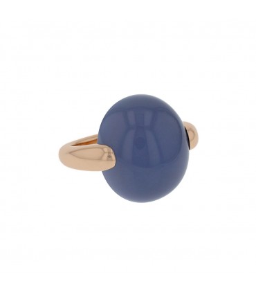 Pomellato Luna blue calcedony and gold ring