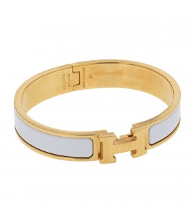 Hermès Clic H stainless steel and enamel bracelet