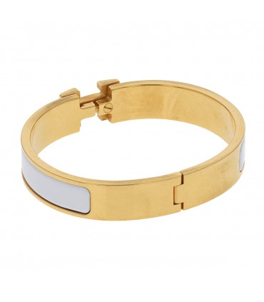 Hermès Clic H stainless steel and enamel bracelet