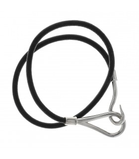 Hermès Jumbo leather and stainless steel bracelet