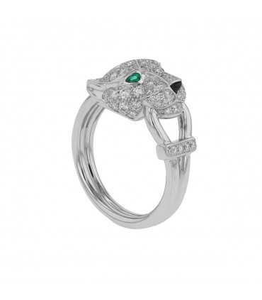 Cartier Panthère diamonds, emeralds, onyx and gold ring