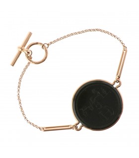 Hermès Ex Libris jade and gold bracelet.