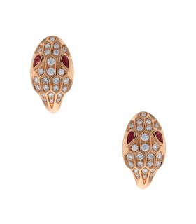Bulgari Serpenti gold, diamonds and rubellites earrings