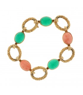 Van Cleef & Arpels Delphes chrysoprase, coral and 18k gold bracelet