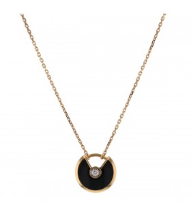 Cartier Amulette onyx, diamond and gold necklace