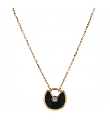 Cartier Amulette onyx, diamond and gold necklace