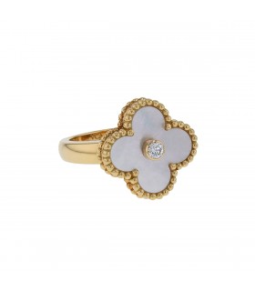 Van Cleef & Arpels Alhambra mother-of-pearl, diamond and gold ring