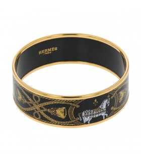 Hermès gold plated metal and enamel bracelet