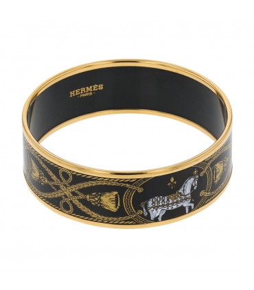 Hermès gold plated metal and enamel bracelet