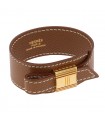 Hermès Artemis gold plated metal and leather bracelet