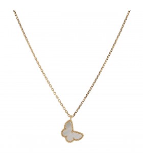 Van Cleef & Arpels Sweet Alhambra Papillon mother-of-pearl and gold necklace