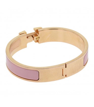 Hermès Clic H gold plated metal and enamel bracelet