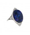 Opale, diamonds and platinum ring