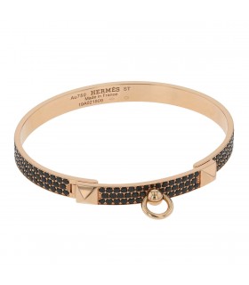 Hermès Collier de Chien black spinels and gold bracelet