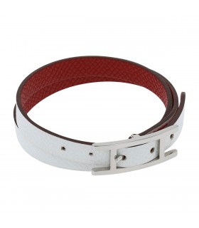 Hermès stainless steel and leather bracelet