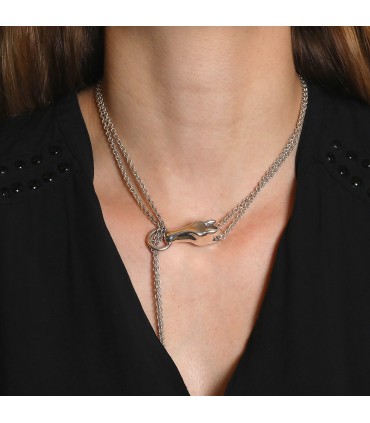 Hermès Galop silver necklace