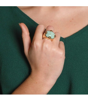 Bague or et turquoise