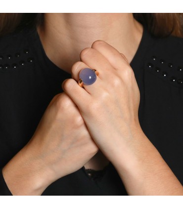 Pomellato Luna blue calcedony and gold ring