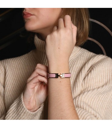 Hermès Clic H gold plated metal and enamel bracelet