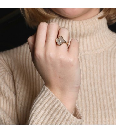Van Cleef & Arpels Alhambra mother-of-pearl, diamond and gold ring