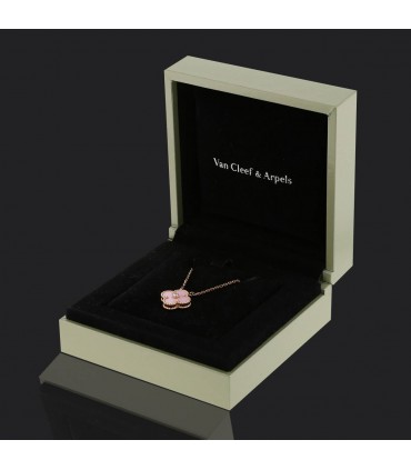 Van Cleef & Arpels Alhambra diamond, porcelain and gold necklace