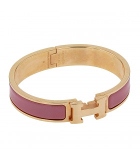 Hermès Clic H gold plated metal and enamel bracelet