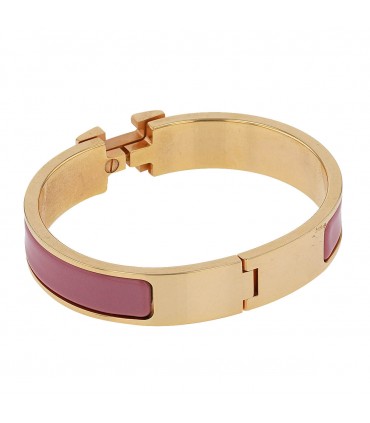 Hermès Clic H gold plated metal and enamel bracelet